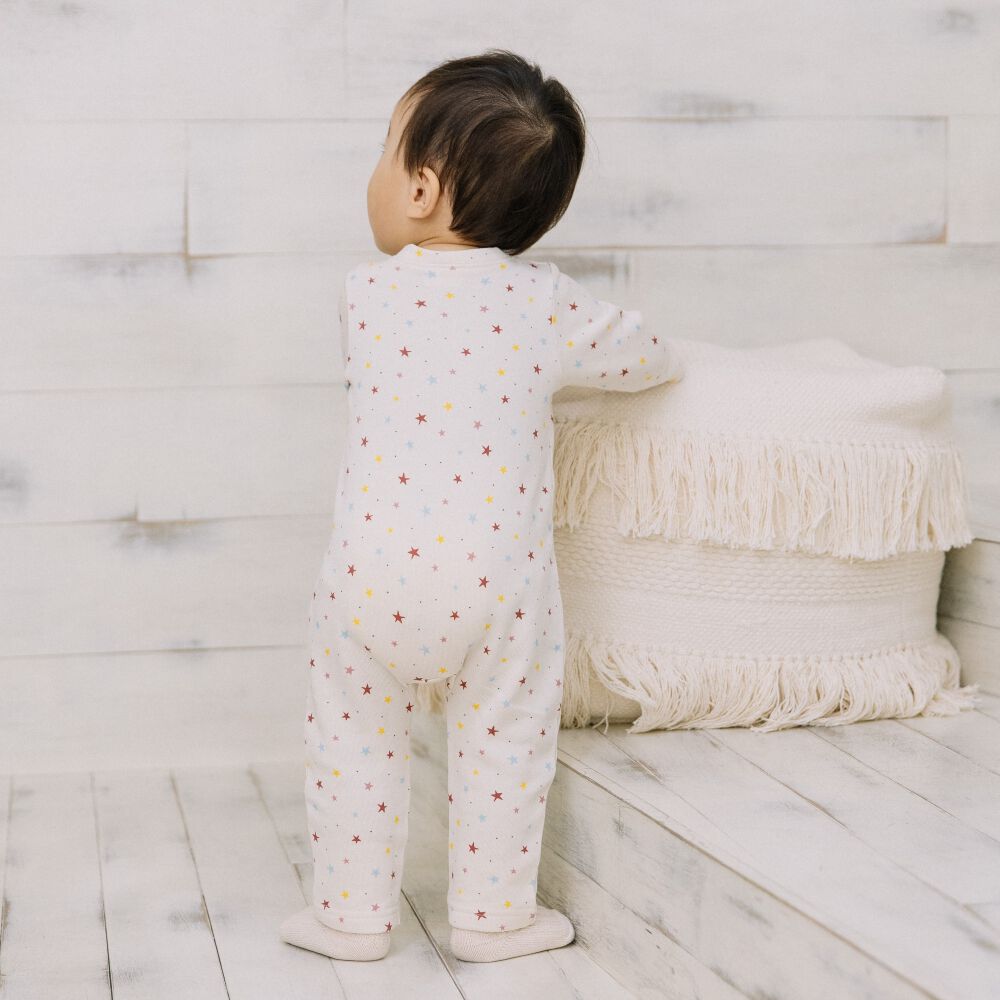 FirstCloset×mioさん】 長袖ファスナーオール 星柄 裏毛 ナチュラル