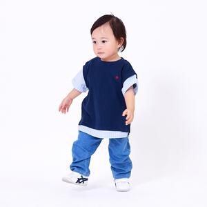 POLO BCS レイヤード風半袖Ｔシャツ ネイビー&times;90cm  ベビーザらス限定 赤ちゃん 出産準備 出産祝い ベビー服 子供服