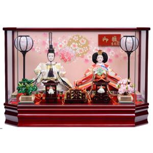 【雛人形】ケース飾り 親王飾り「雪輪に春うららワイン塗六角」 (322261)ひな人形 ひな祭り お雛様 おしゃれ【メーカー直送】