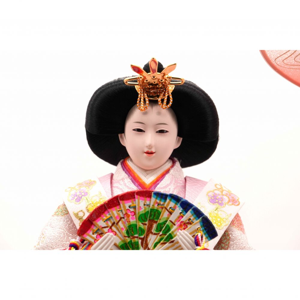 雛人形】ケース飾り 親王飾り「桜刺繍ピンク パノラマアクリル