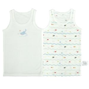 2枚組涼感袖なしシャツ肌着 海の生き物 ホワイト&times;80cm ベビーザらス限定