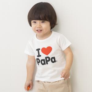 I Love Papa & Mama 半袖デイリーTシャツ パパ柄 天竺 ホワイト&times;95cm 
