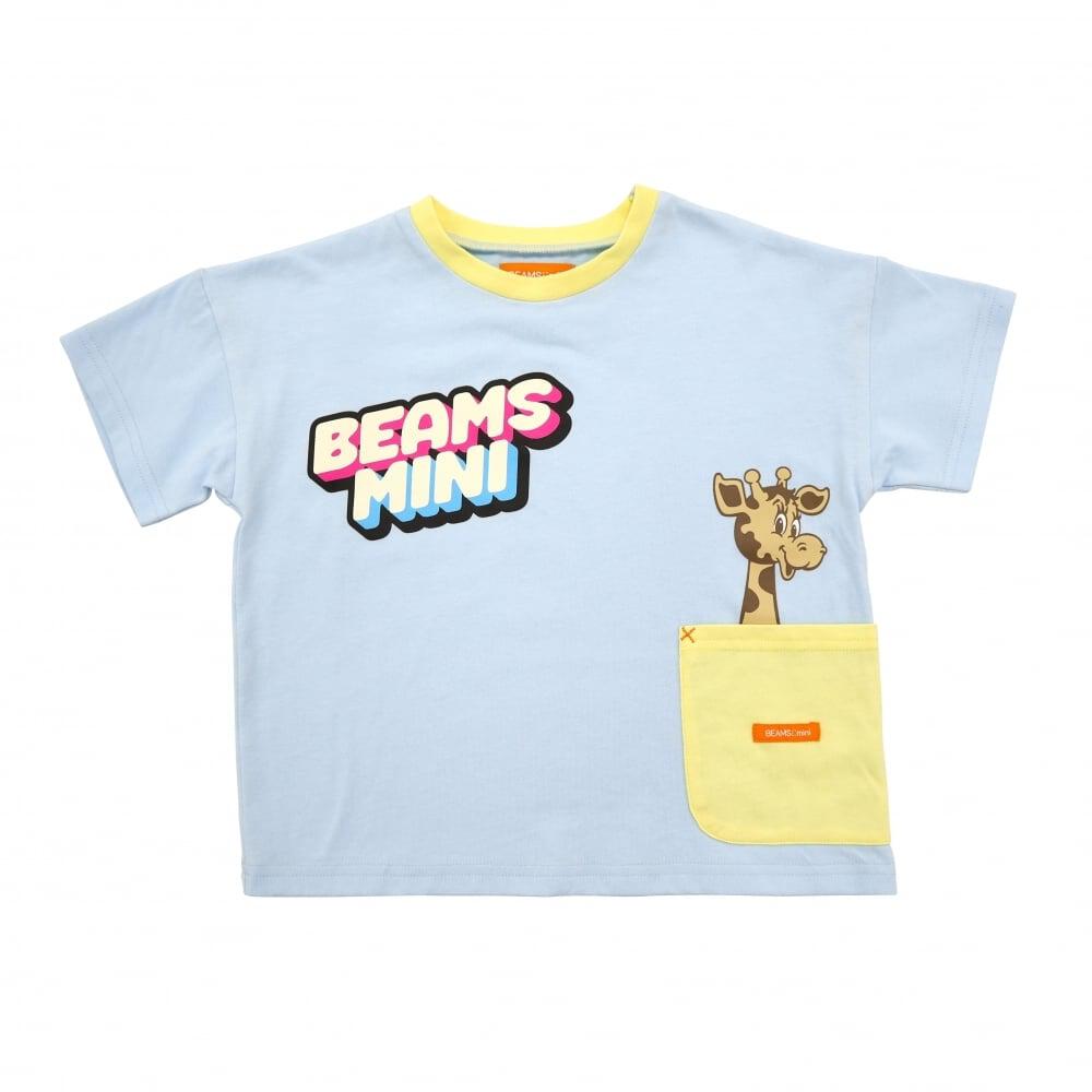 BEAMS mini 半袖Tシャツ ポケット ビームスミニ(ライトブルー×90cm 