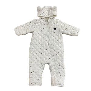 【ブラックフライデー】ジャンプスーツ くまみみ ホシツキ柄 ホワイト×80cm ベビーザらス限定