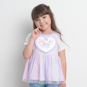 【ティニピン&times;しなこ】チュニック 裾チュール 天竺 パープル&times;110cm