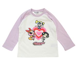 パワパフ 長袖Tシャツ 天竺 ラグラン 集合アート パープル&times;90cm ベビーザらス限定