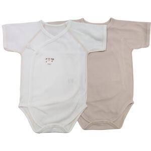 日本製 フライス打ち合わせロンパース 2枚組 羊刺繍(ベージュ&times;60-70cm) ベビーザらス限定