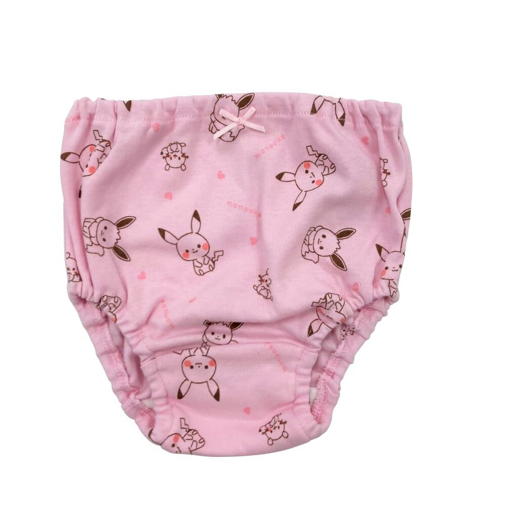 monpoke モンポケ 3枚組ショーツ 総柄×ワンポイント(ピンク×100cm