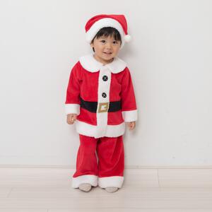 クリスマススーツ 男の子 女の子 キッズ 子供 サンタ サンタクロース 衣装 ベロア レッド×110cm ベビーザらス限定