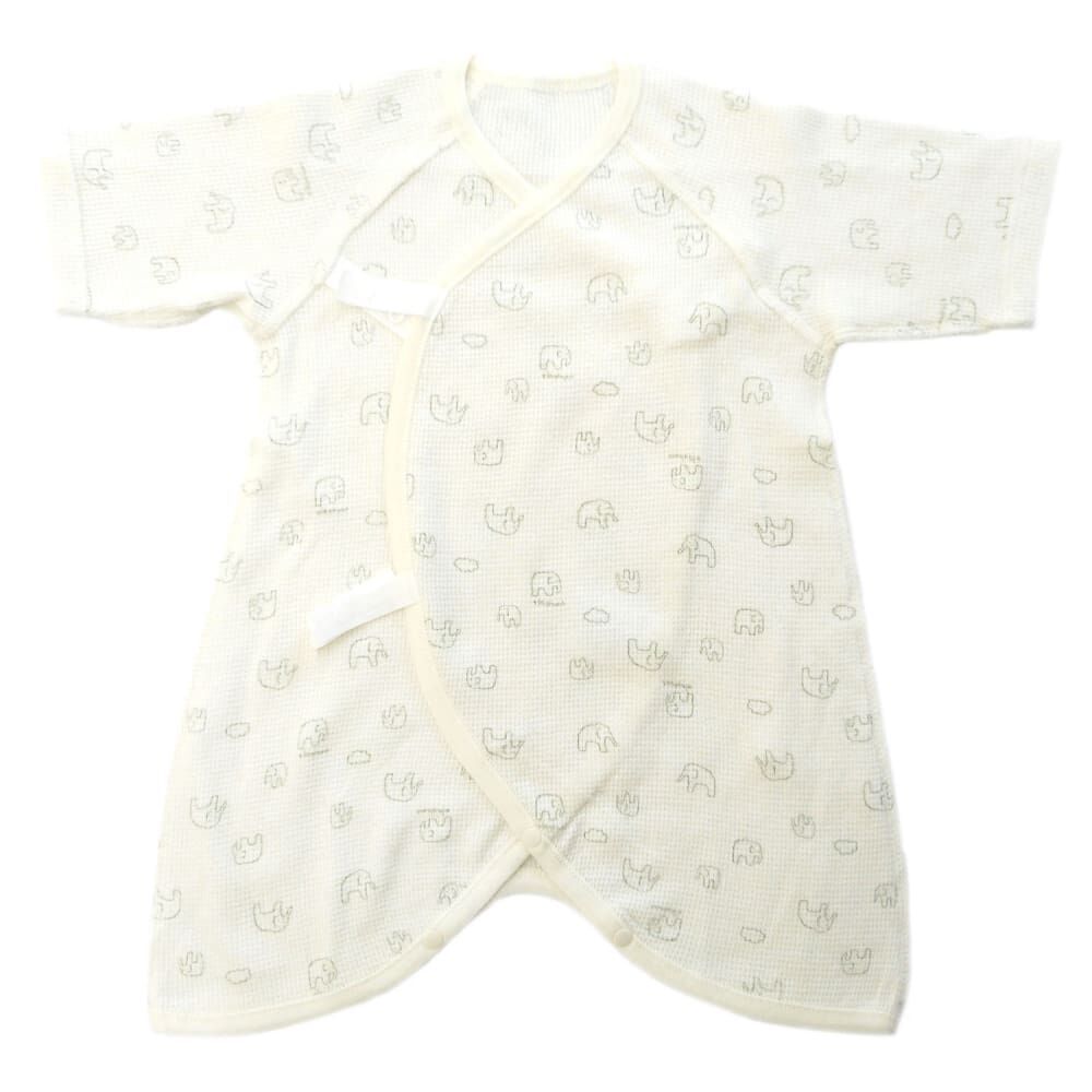 オーガニック 新生児肌着5枚組 キリン×ぞう(ホワイト×50-60cm