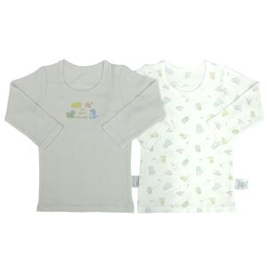 長袖シャツ肌着 2枚組 テレコ 恐竜 グレー×100cm ベビーザらス限定