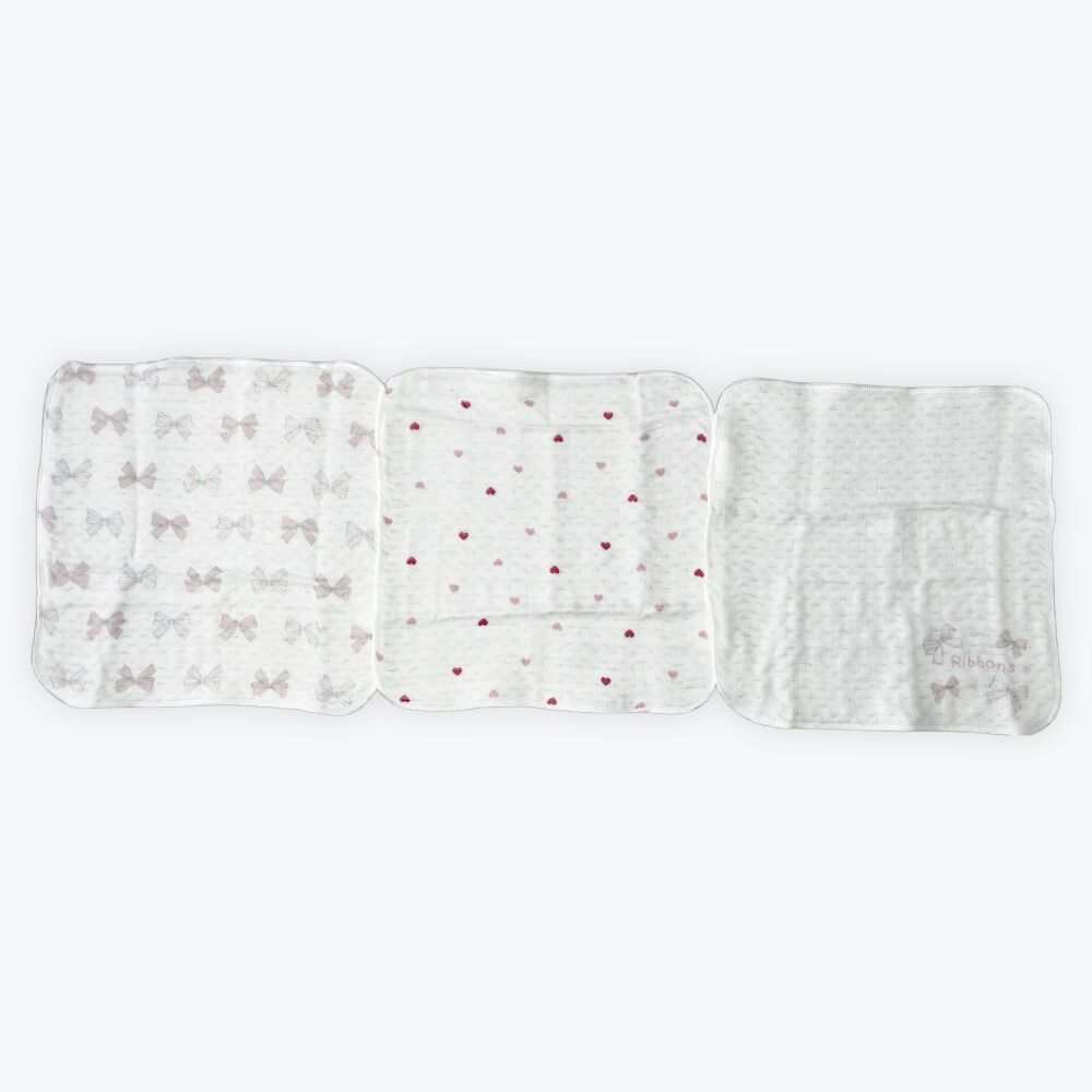 バンブーガーゼ ハンカチ3枚組リボンハート ベビーザらス限定