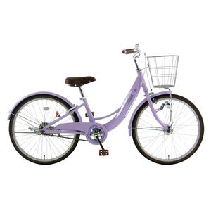 22インチ 身長120～135cm 子供用自転車 アルミラ ライトパープル  バスケット LED オートライト 7歳