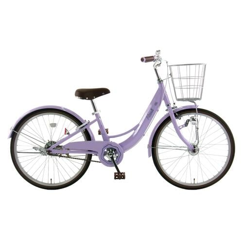 22インチ 身長120～135cm 子供用自転車 アルミラ ライトパープル  バスケット LED オートライト 7歳