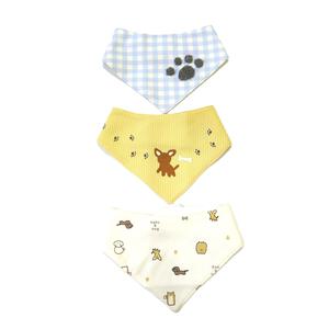 【ベビー×ペットコレクション】スタイ 3枚組 イヌ バンダナ型