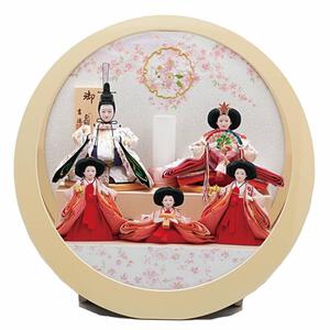 【雛人形】ケース飾り 五人飾り「雪輪桜刺繍 丸形クリームアクリル」 (322549)ひな人形 モダン 丸型 トイザらス・ベビーザらス限定【メーカー直送】