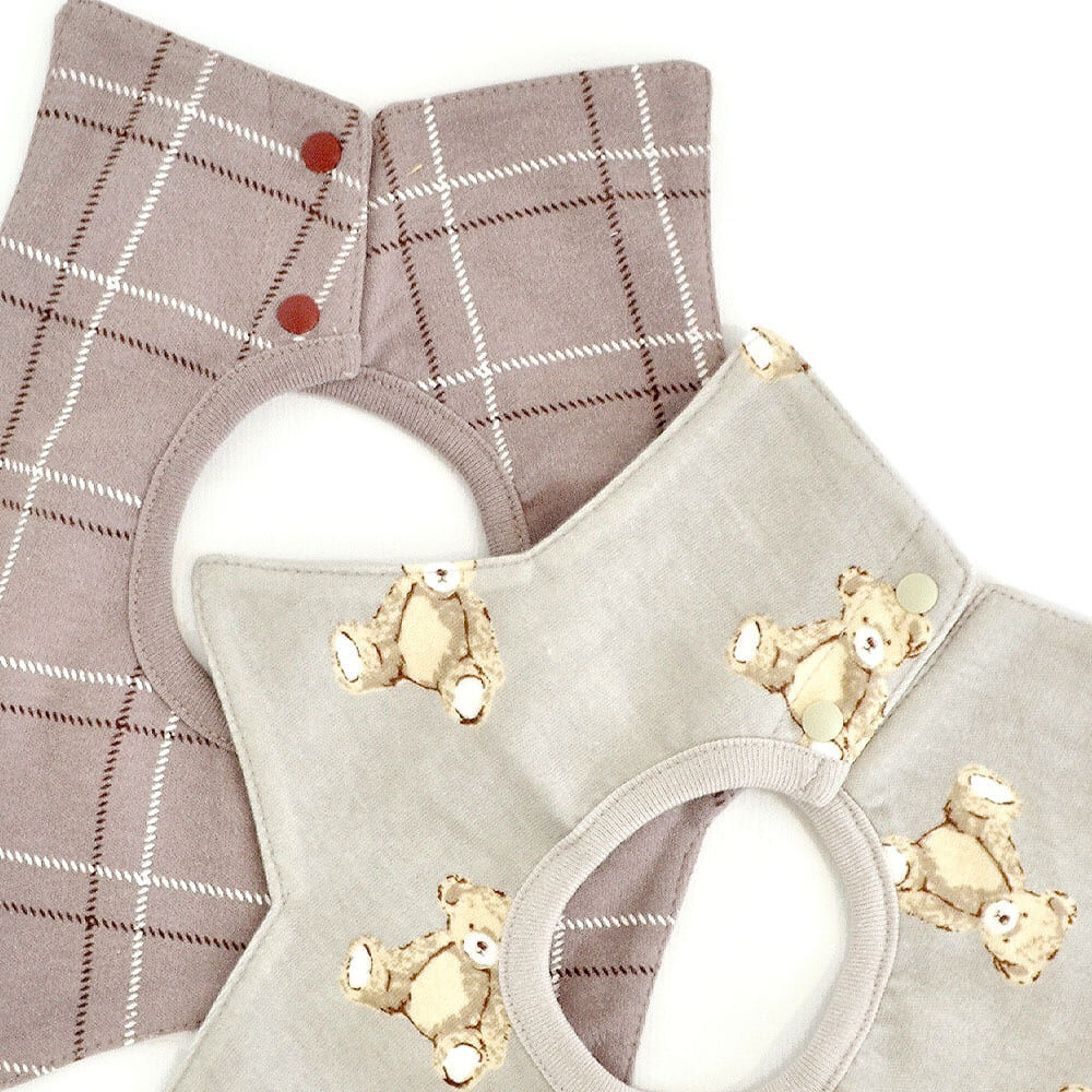 360度スタイ 2枚組 ぬいぐるみクマ×チェック ベビーザらス限定