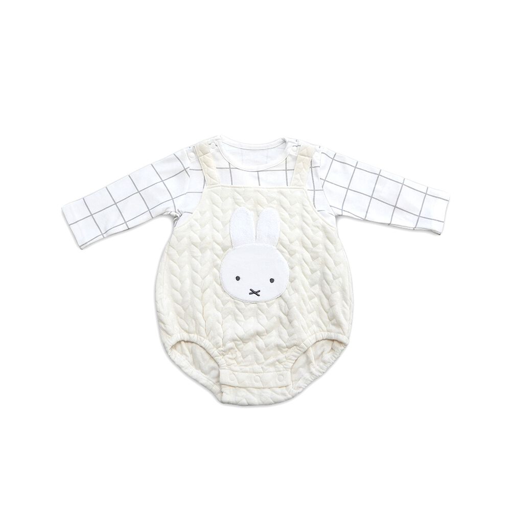 miffy ミッフィー 長袖ボティスーツ サロペット風 ナチュラル×70cm