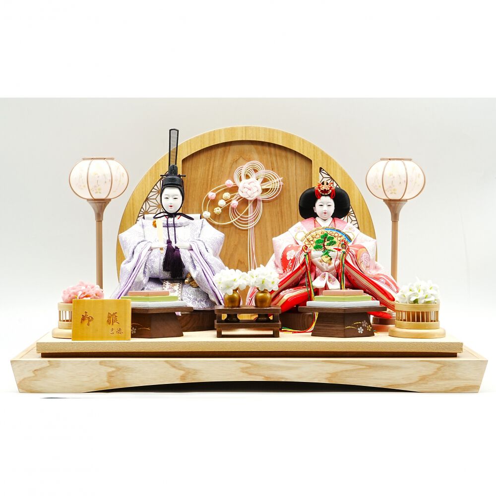 雛人形】ケース親王飾り「麻の葉衝立パノラマアクリル」（322724