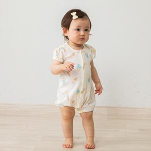 半袖ロンパース メッシュ天竺 アイス柄 ホワイト&times;70cm