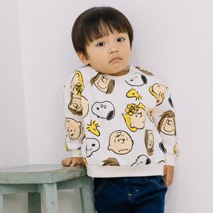 SNOOPY スヌーピー 長袖デイリートレーナー 起毛 総柄 ナチュラル×95cm ベビーザらス限定