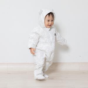 【ブラックフライデー】ジャンプスーツ くまみみ クマ柄 ホワイト×70cm