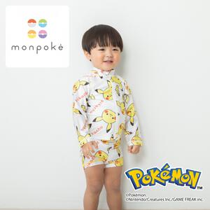 monpoke モンポケ ピカチュウ 総柄 ラッシュガード ナチュラル×90cm)