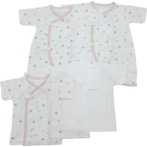 日本製 フライス肌着5枚セット (短肌着3・コンビ肌着2) うさぎ柄(ピンク×50～60cm) ベビーザらス限定
