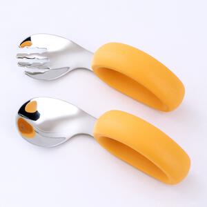 dear BABY ディアベビー はじめてでもにぎりやすいスプーン&フォーク (マスタード) ベビーザらス限定