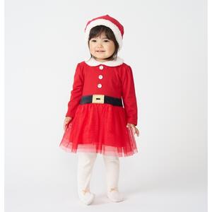 クリスマスチュチュワンピース 女の子 キッズ 子供 サンタ サンタクロース 衣装 ドレスベロア レッド×130cm ベビーザらス限定