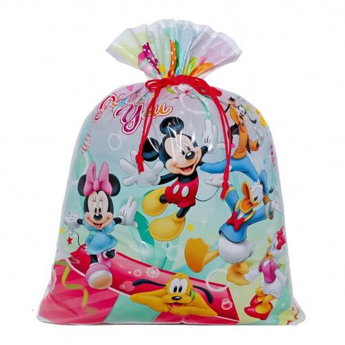 ディズニーキャラクター ビニールギフトバッグ（約）52ｘ65cm Mサイズ クリスマスラッピング 巾着袋 おもちゃ 子供 リボン 簡単 マチあり かわいい トイザらス限定