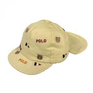 POLOBCS 刺繍キャップ ベアフラッグ 日よけ付き ナチュラル&times;46cm 