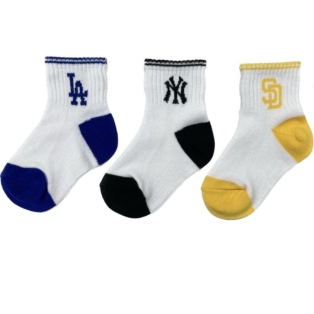 MLB 3足組ソックス ライン(ホワイト×9-15cm) | マタニティ・ベビー用品