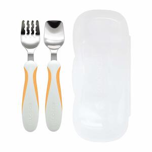 EDISONmama エジソンママ フォーク＆スプーンプラス (アプリコット) ベビーザらス限定