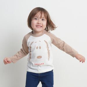 SNOOPY スヌーピー 長袖Tシャツ 天竺 ラグラン スヌーピーフェイス ブラウン&times;95cm ベビーザらス限定