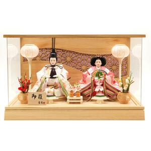 【雛人形】ケース飾り 親王飾り「唐華亀甲模様木目アクリル」 (322989)ひな人形 彩シリーズ おしゃれ トイザらス・ベビーザらス限定【メーカー直送】