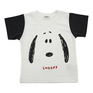 SNOOPY スヌーピー 半袖Tシャツ 天竺 フェイスアート ナチュラル&times;90cm