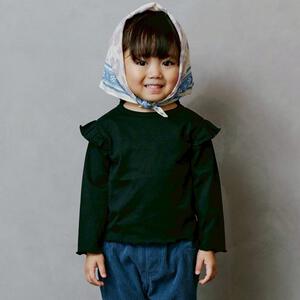 sophitica 天竺 肩フリル 長袖デイリーTシャツ ブラック×100cm