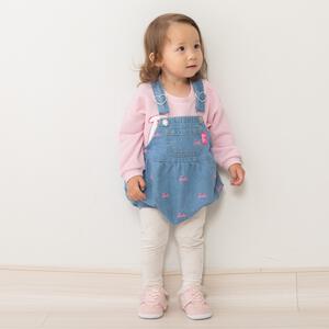 Barbie バービー ロゴ刺繍デニムサロペットロンパース(サックス&times;70-80cm)