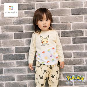 monpoke モンポケ 長袖Tシャツ 切替 ピカチュウ イエロー×80cm
