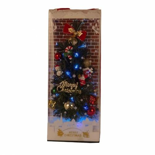 クリスマスツリー 28cm LEDミニファイバーツリー 組み立て不要 コンパクト 玄関先 トイザらス限定