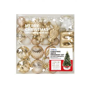 【クリスマス】30PCSオーナメントセット ゴールド＆ホワイト＆シャンパンゴールド クリスマスツリー 飾り トイザらス限定