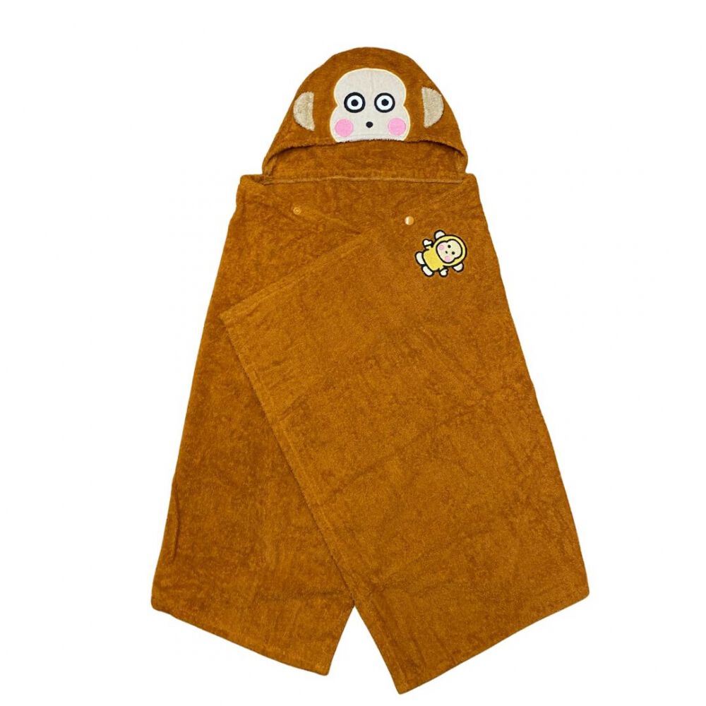 SANRIO サンリオ フード付き湯上りタオル モンキチ ブラウン×フリー