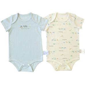半袖ロンパース肌着 2枚組 メッシュニット 恐竜(パステルブルー&times;80cm) ベビーザらス限定