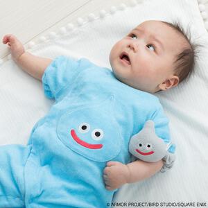 ドラクエベビー＆キッズ 半袖フィットオール スライム メタルスライムのラトル付き(ブルー×70-80cm)