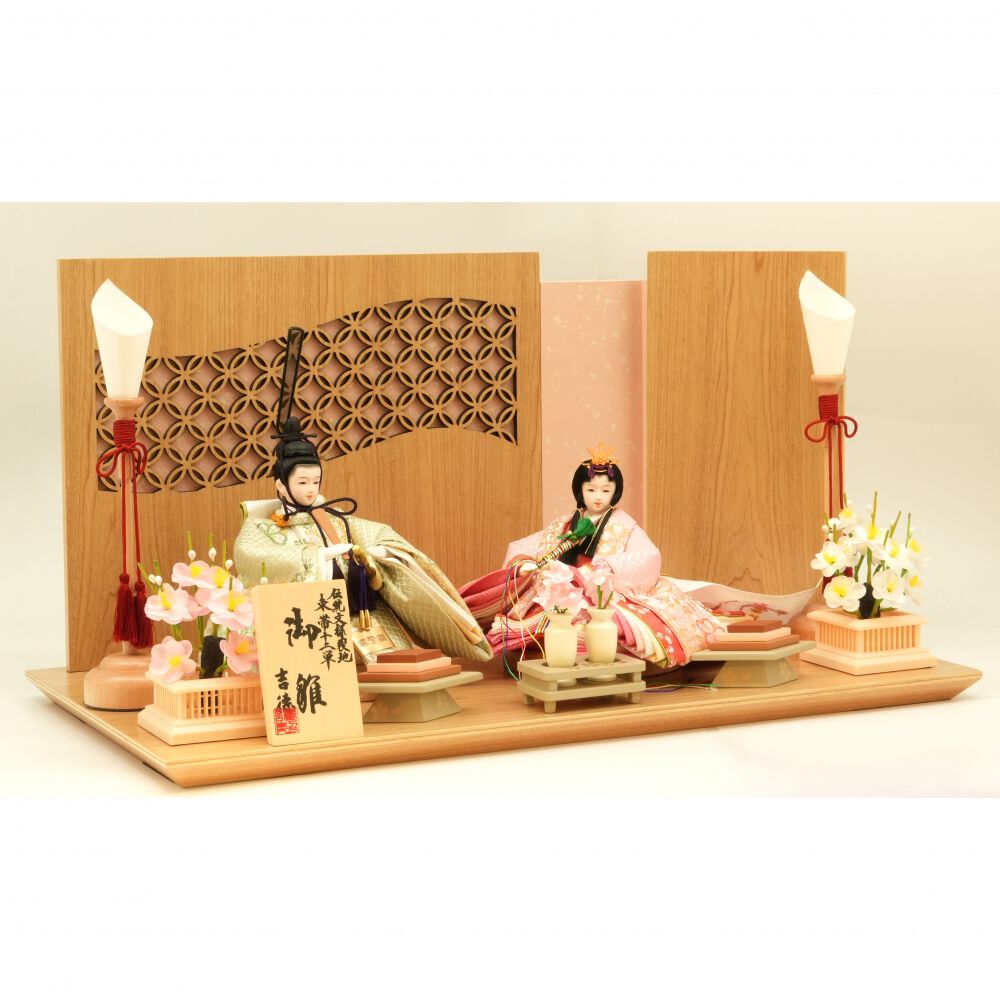 送料無料☆骨董品 お雛様親王飾り 希少品 1点限り 雛人形】親王飾り「七宝透かし屏風木目調」（605837） | マタニティ