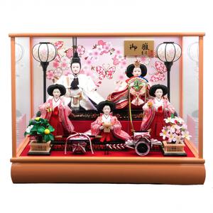 【雛人形】ケース飾り 五人飾り「花と蝶サーモンピンク」(322228)ひな人形 ひな祭り お雛様 おしゃれ【メーカー直送】