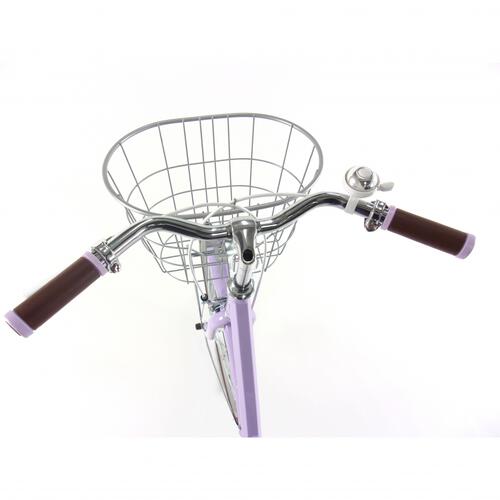 22インチ 身長120～135cm 子供用自転車 アルミラ ライトパープル  バスケット LED オートライト 7歳