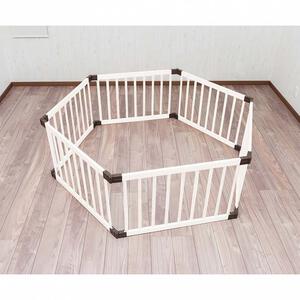 dear BABY ディアベビー 木製サークル 6枚組 (ホワイト) セーフティグッズ 角度調節機能付き 6ヶ月～3歳頃対応 ベビーザらス限定