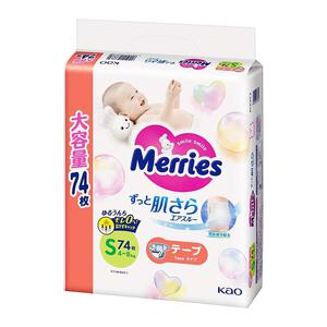 メリーズ エアスルー Sサイズ（4～8kg）74枚入り 【花王 テープタイプ おむつ】